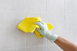 hand wiping tile